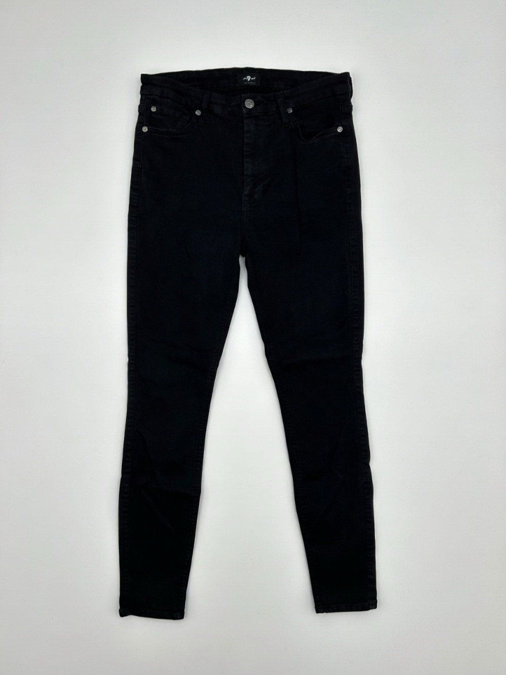 7 For All Mankind The High Waist Skinny Black Denim Jeans Size 28
